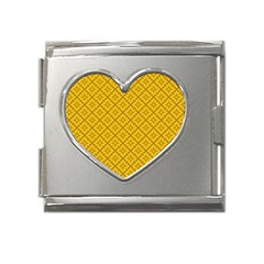 Yellow Floral Pattern Vintage Pattern, Yellow Background, Mega Link Heart Italian Charm (18mm) by nateshop