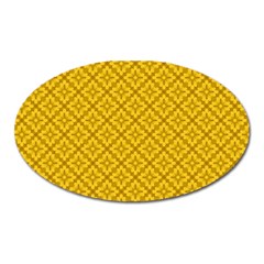 Yellow Floral Pattern Vintage Pattern, Yellow Background, Oval Magnet by nateshop