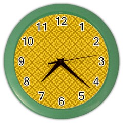 Yellow Floral Pattern Vintage Pattern, Yellow Background, Color Wall Clock by nateshop