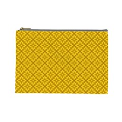 Yellow Floral Pattern Vintage Pattern, Yellow Background, Cosmetic Bag (large) by nateshop