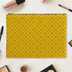 Yellow Floral Pattern Vintage Pattern, Yellow Background, Cosmetic Bag (xl) by nateshop