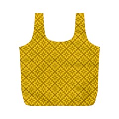 Yellow Floral Pattern Vintage Pattern, Yellow Background, Full Print Recycle Bag (m) by nateshop