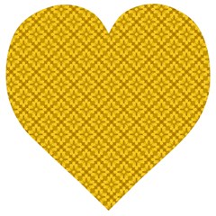 Yellow Floral Pattern Vintage Pattern, Yellow Background, Wooden Puzzle Heart by nateshop