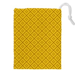 Yellow Floral Pattern Vintage Pattern, Yellow Background, Drawstring Pouch (4xl) by nateshop