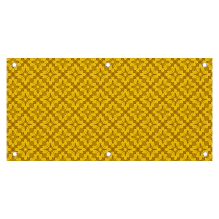 Yellow Floral Pattern Vintage Pattern, Yellow Background, Banner and Sign 6  x 3 