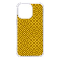 Yellow Floral Pattern Vintage Pattern, Yellow Background, Iphone 13 Pro Tpu Uv Print Case by nateshop