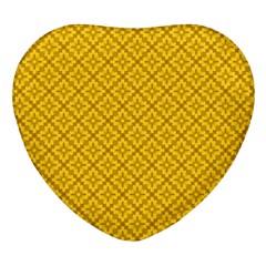 Yellow Floral Pattern Vintage Pattern, Yellow Background, Heart Glass Fridge Magnet (4 Pack) by nateshop