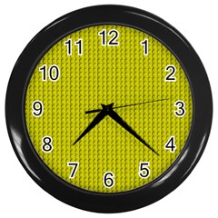 Yellow Lego Texture Macro, Yellow Dots Background Wall Clock (black) by nateshop