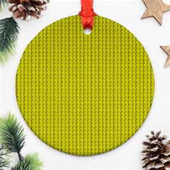 Yellow Lego Texture Macro, Yellow Dots Background Round Ornament (two Sides) by nateshop