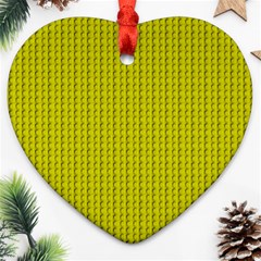 Yellow Lego Texture Macro, Yellow Dots Background Heart Ornament (two Sides) by nateshop