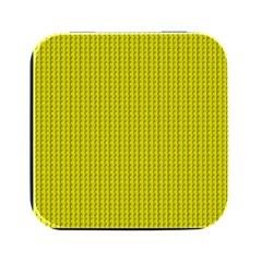 Yellow Lego Texture Macro, Yellow Dots Background Square Metal Box (black) by nateshop