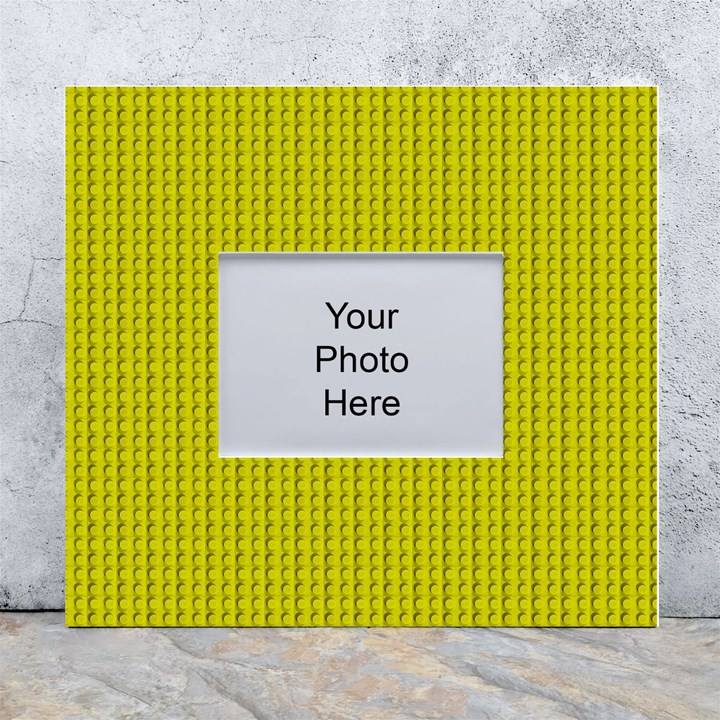 Yellow Lego Texture Macro, Yellow Dots Background White Wall Photo Frame 5  x 7 