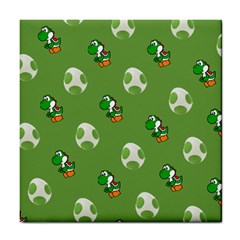 Yoshi Print, Super, Huevo, Game, Green, Egg, Mario Tile Coaster by nateshop