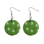 Yoshi Print, Super, Huevo, Game, Green, Egg, Mario Mini Button Earrings Front