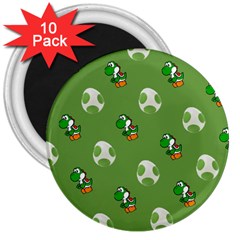 Yoshi Print, Super, Huevo, Game, Green, Egg, Mario 3  Magnets (10 Pack)  by nateshop