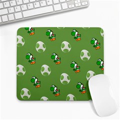 Yoshi Print, Super, Huevo, Game, Green, Egg, Mario Large Mousepad by nateshop