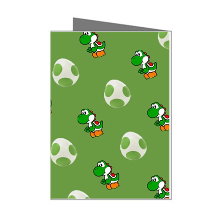 Yoshi Print, Super, Huevo, Game, Green, Egg, Mario Mini Greeting Cards (Pkg of 8)