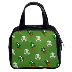 Yoshi Print, Super, Huevo, Game, Green, Egg, Mario Classic Handbag (two Sides) by nateshop