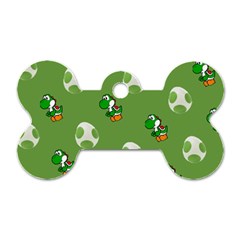 Yoshi Print, Super, Huevo, Game, Green, Egg, Mario Dog Tag Bone (one Side) by nateshop