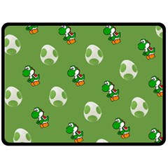 Yoshi Print, Super, Huevo, Game, Green, Egg, Mario Fleece Blanket (large) by nateshop