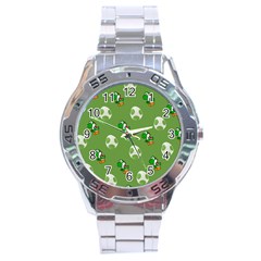 Yoshi Print, Super, Huevo, Game, Green, Egg, Mario Stainless Steel Analogue Watch by nateshop