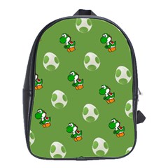 Yoshi Print, Super, Huevo, Game, Green, Egg, Mario School Bag (large) by nateshop