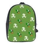 Yoshi Print, Super, Huevo, Game, Green, Egg, Mario School Bag (Large) Front