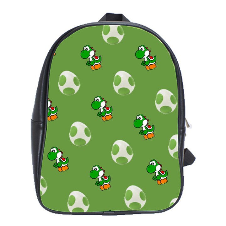 Yoshi Print, Super, Huevo, Game, Green, Egg, Mario School Bag (Large)