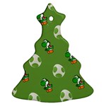 Yoshi Print, Super, Huevo, Game, Green, Egg, Mario Christmas Tree Ornament (Two Sides) Front