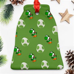 Yoshi Print, Super, Huevo, Game, Green, Egg, Mario Bell Ornament (two Sides) by nateshop