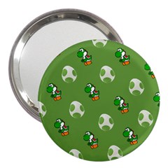 Yoshi Print, Super, Huevo, Game, Green, Egg, Mario 3  Handbag Mirrors by nateshop