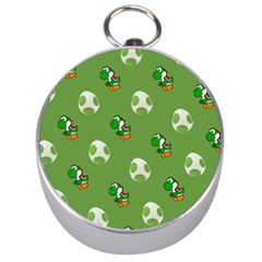 Yoshi Print, Super, Huevo, Game, Green, Egg, Mario Silver Compasses by nateshop