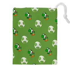 Yoshi Print, Super, Huevo, Game, Green, Egg, Mario Drawstring Pouch (4xl) by nateshop