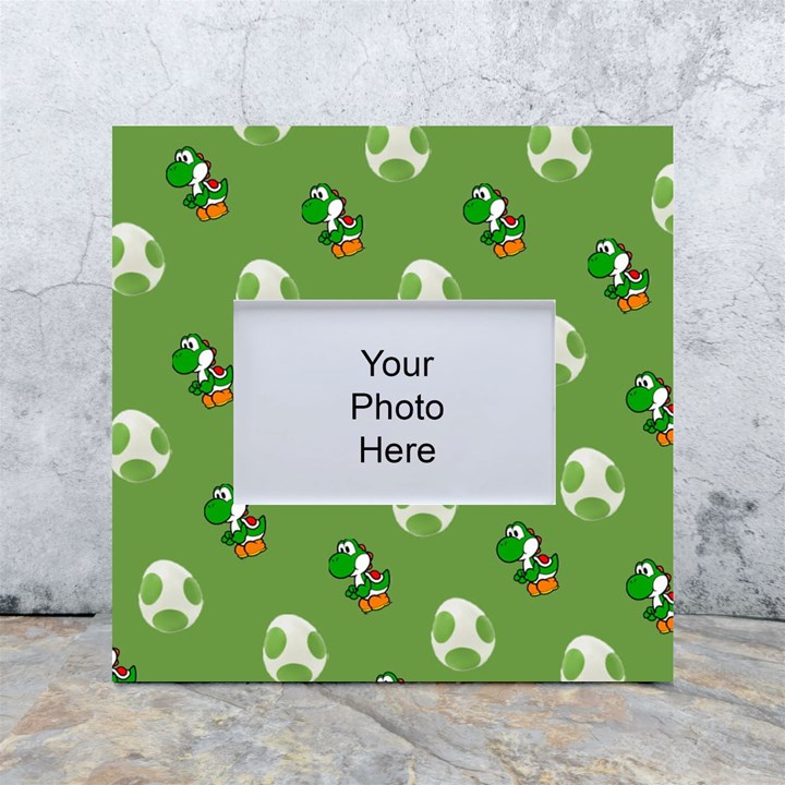 Yoshi Print, Super, Huevo, Game, Green, Egg, Mario White Box Photo Frame 4  x 6 