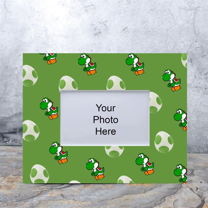 Yoshi Print, Super, Huevo, Game, Green, Egg, Mario White Tabletop Photo Frame 4 x6 