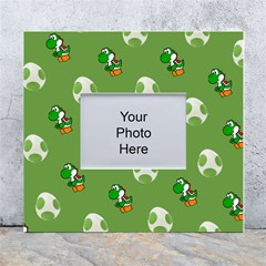 Yoshi Print, Super, Huevo, Game, Green, Egg, Mario White Wall Photo Frame 5  X 7  by nateshop