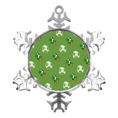 Yoshi Print, Super, Huevo, Game, Green, Egg, Mario Metal Small Snowflake Ornament by nateshop