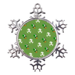 Yoshi Print, Super, Huevo, Game, Green, Egg, Mario Metal Large Snowflake Ornament by nateshop