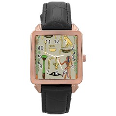 Egyptian Man Artifact Royal Rose Gold Leather Watch  by Proyonanggan