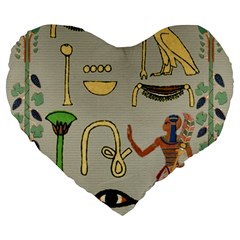 Egyptian Man Artifact Royal Large 19  Premium Flano Heart Shape Cushions by Proyonanggan