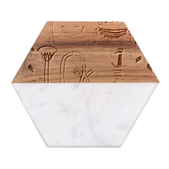 Egyptian Man Artifact Royal Marble Wood Coaster (hexagon)  by Proyonanggan