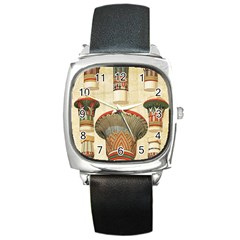 Egyptian Architecture Column Square Metal Watch by Proyonanggan