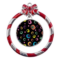 Abstract-2 Metal Red Ribbon Round Ornament