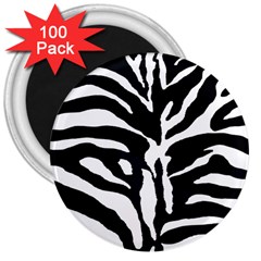 Zebra-black White 3  Magnets (100 Pack) by nateshop