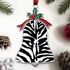 Zebra-black White Metal Holly Leaf Bell Ornament by nateshop