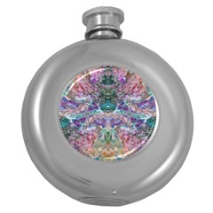 Spring Arabesque Round Hip Flask (5 Oz) by kaleidomarblingart