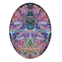 Spring Arabesque Oval Glass Fridge Magnet (4 Pack) by kaleidomarblingart