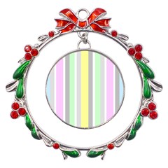 Stripes-2 Metal X mas Wreath Ribbon Ornament by nateshop