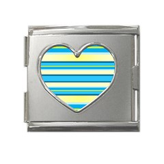 Stripes-3 Mega Link Heart Italian Charm (18mm)