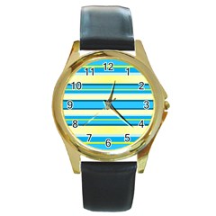 Stripes-3 Round Gold Metal Watch by nateshop